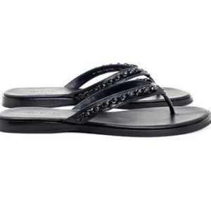 Tory Burch | Perfect Black Everly Chain Leather Thong Flip-Flop